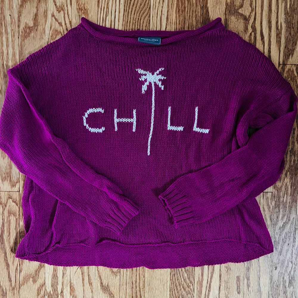 Wooden Ships Purple Chill Crew Neck Sweater size Small /Medium